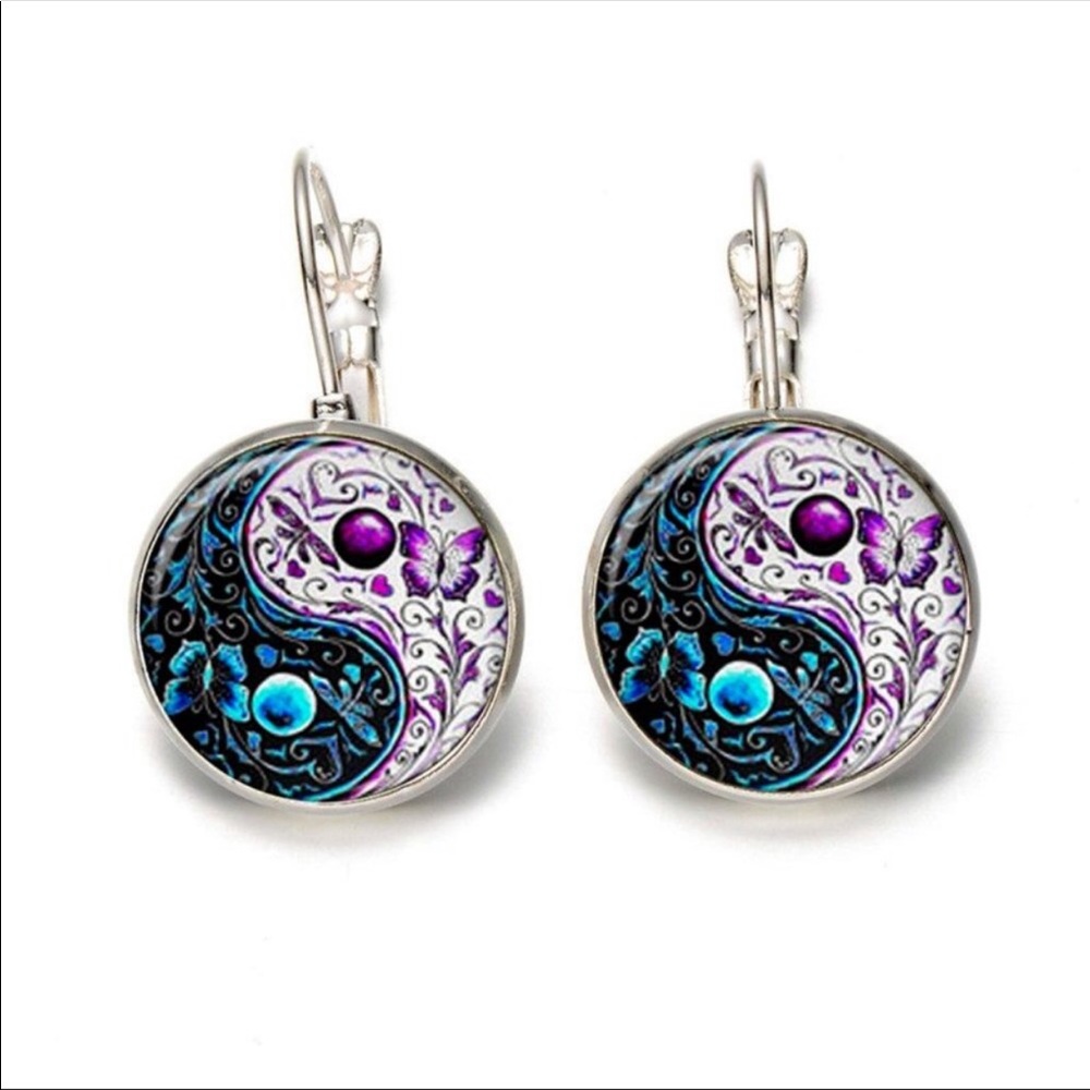 Yin Yang Silver Earrings